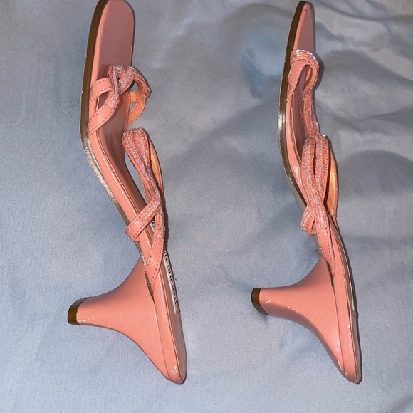Mario boutique salmon peach kitten heels sequin 2000s Y2K prom homecoming beaded - Picture 3 of 5